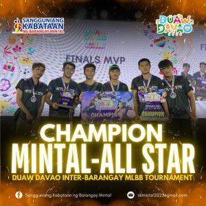 Duaw Davao Festival 2024 Inter-Barangay MLBB Tournament champion photo banner