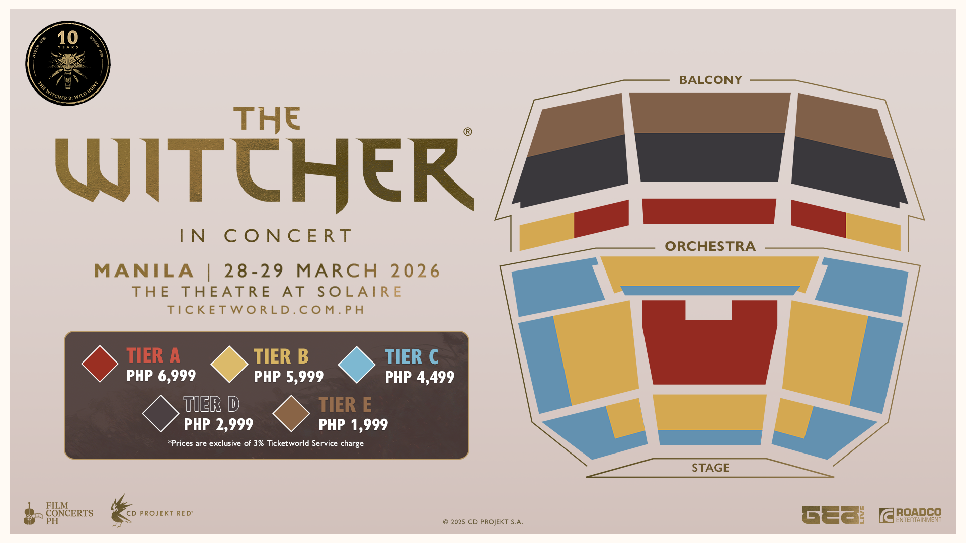 The Witcher in Concert Manila seating arrangement and ticket prices banner