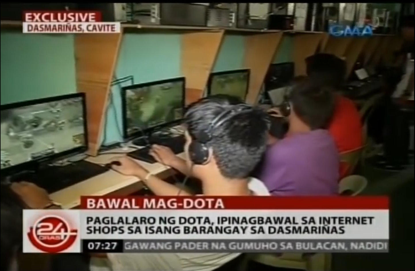 24 Oras segment on Barangay Salawag DotA ban video screencap 24 Oras segment on Barangay Salawag DotA ban video screencap