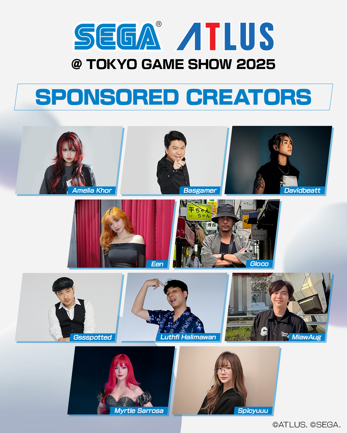 SEGA Asia's Sponsored Creators for the Tokyo Game Show 2025 banner