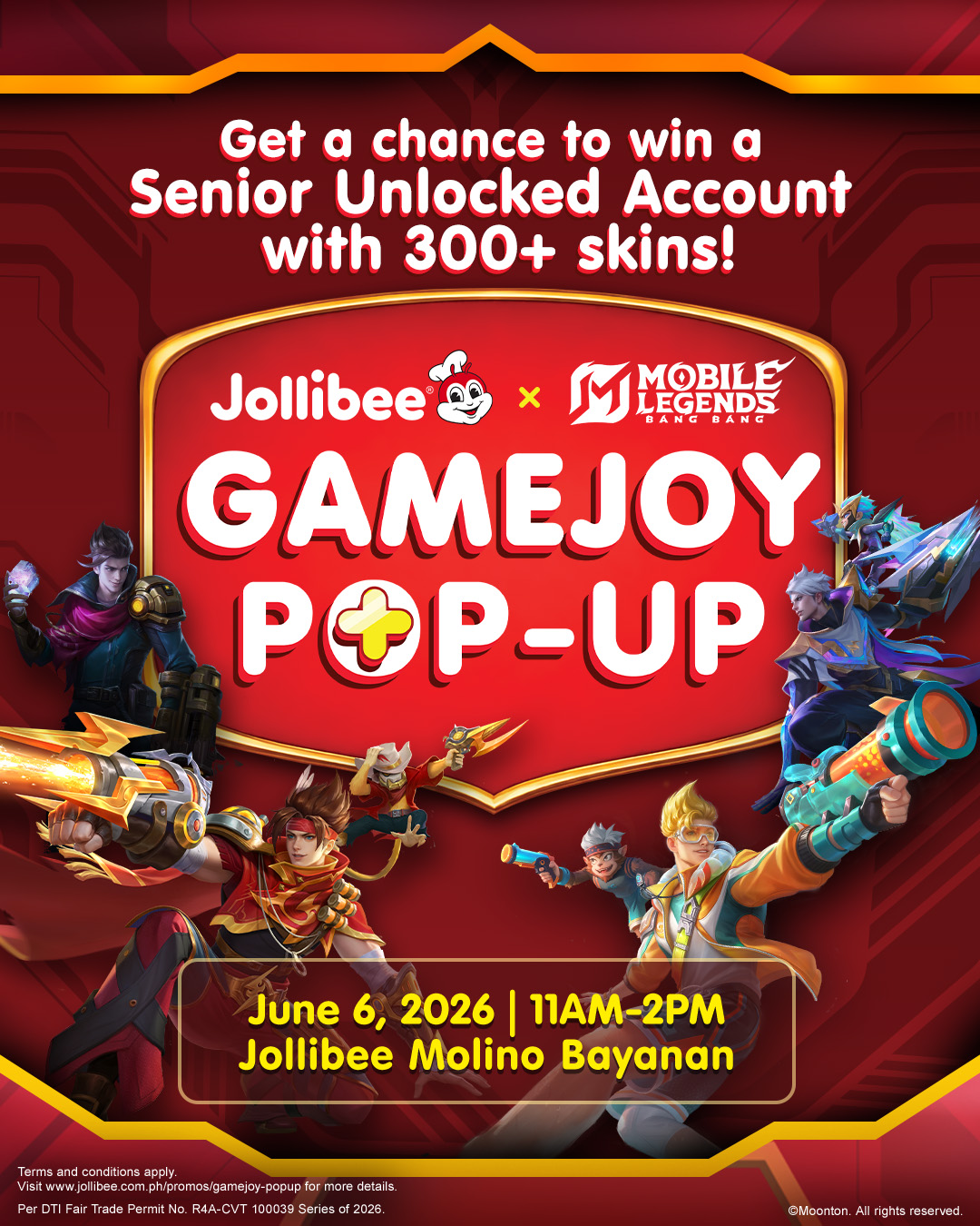 Jollibee x Mobile Legends: Bang Bang GameJoy Pop-Up event at Jollibee Molino Bayanan banner