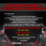 Point Blank Philippines Garena end of service announcement graphic