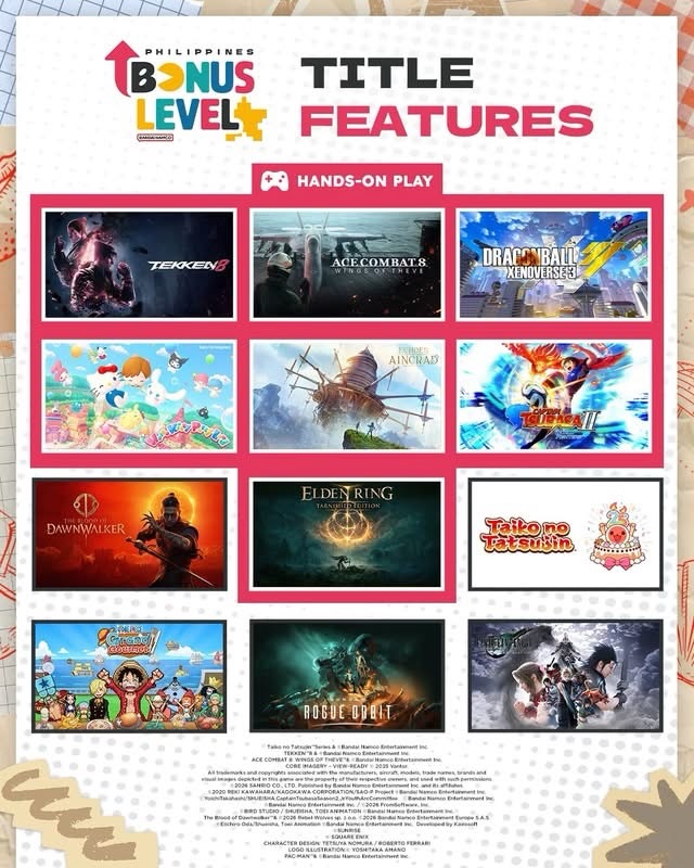 Bandai Namco Entertainment Asia's Bonus Level Philippines 2026: Participating titles banner Bandai Namco Entertainment Asia's Bonus Level Philippines 2026: Participating titles banner