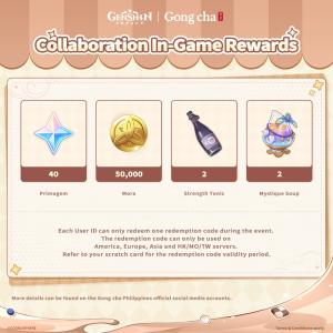 Genshin Impact x Gong Cha Philippines: The Taste of Joy collaboration in-game rewards banner