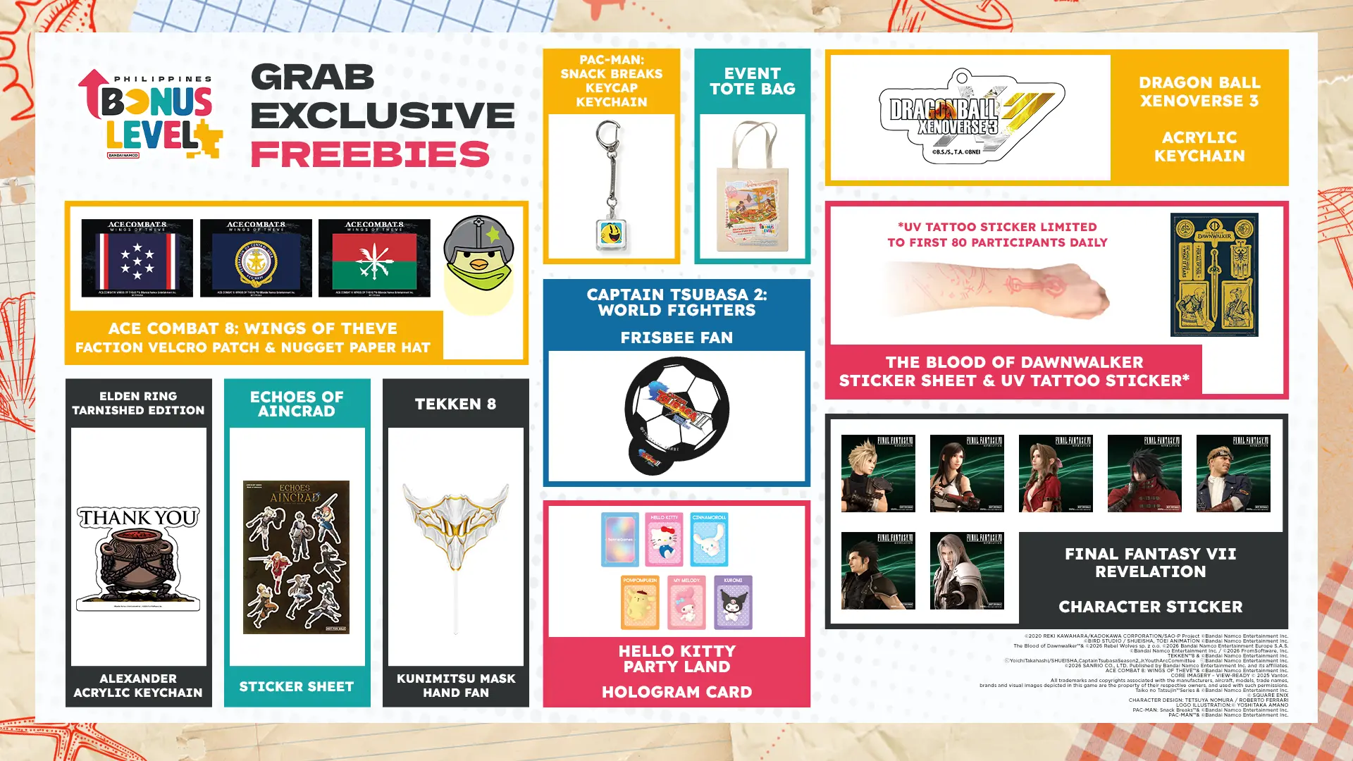 Bandai Namco Entertainment Asia's Bonus Level Philippines 2026: Free merchandise banner