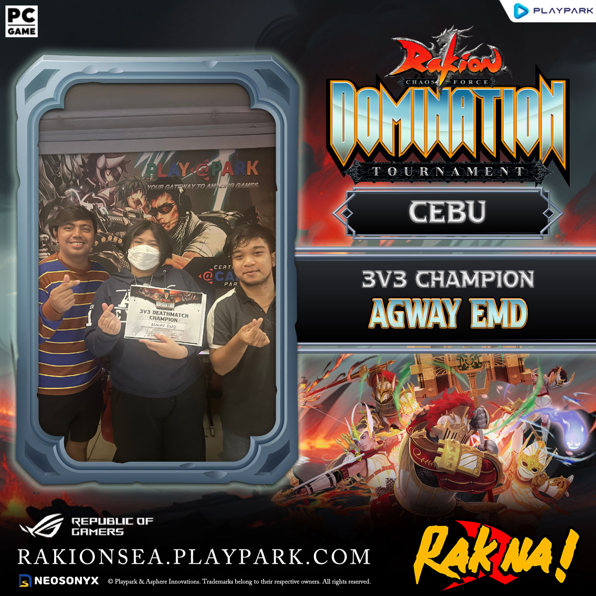 Rakion x ROG Domination 3v3 Cebu champion banner