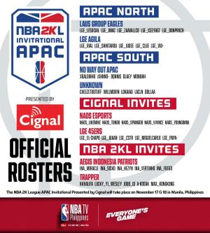 NBA 2K League APAC Invitational 2023 Presented by Cignal official rosters banner
