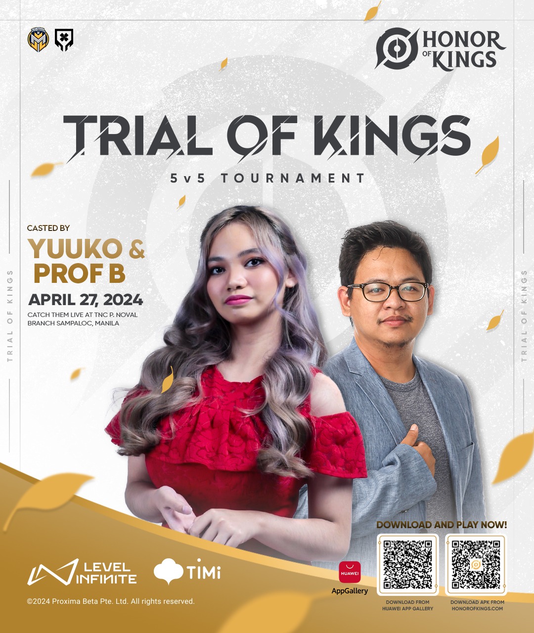 Honor of Kings Philippines Trial of Kings 2 2024 Yuuko and Prof B banner