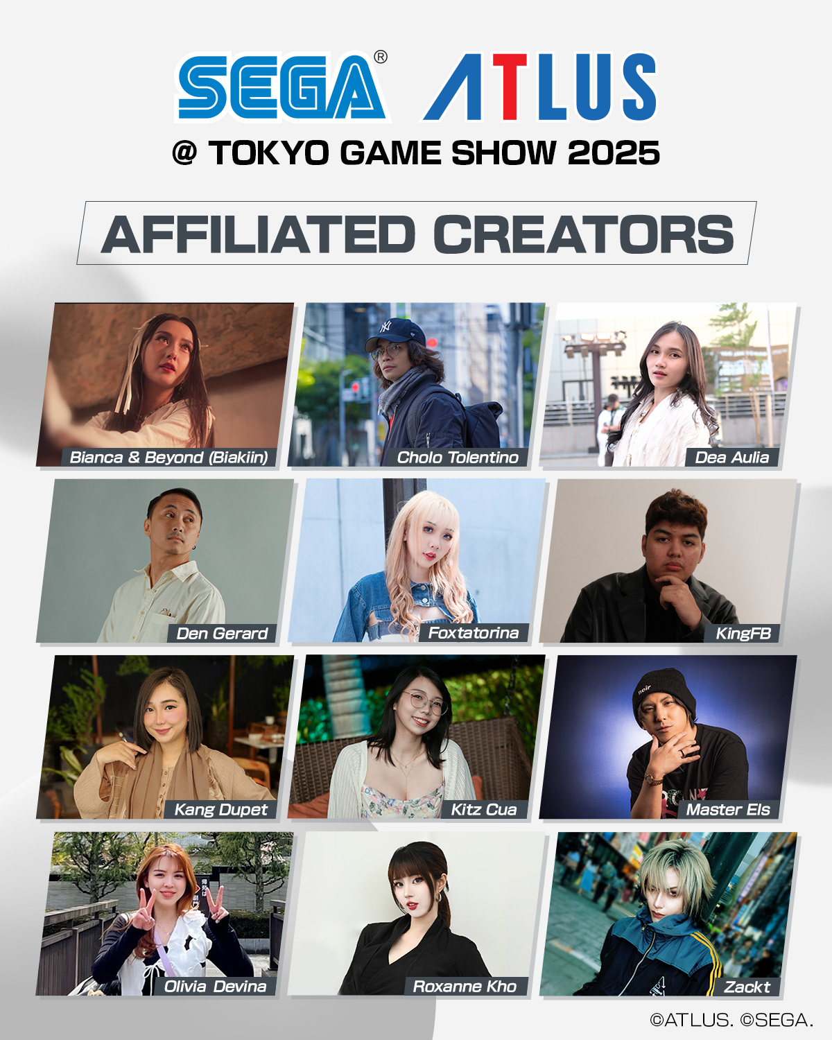 SEGA Asia's Affiliated Creators for the Tokyo Game Show 2025 banner