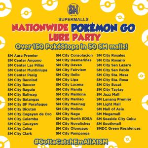 SM Supermalls Pokémon GO Lure Party participating malls banner