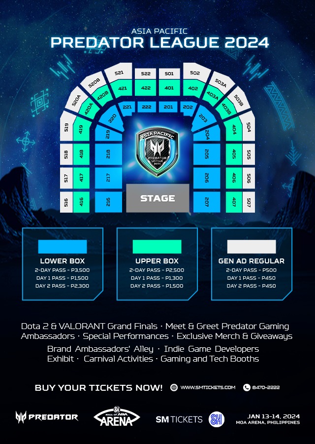 Asia Pacific Predator League 2024 Mall of Asia seat plan and ticket details graphic