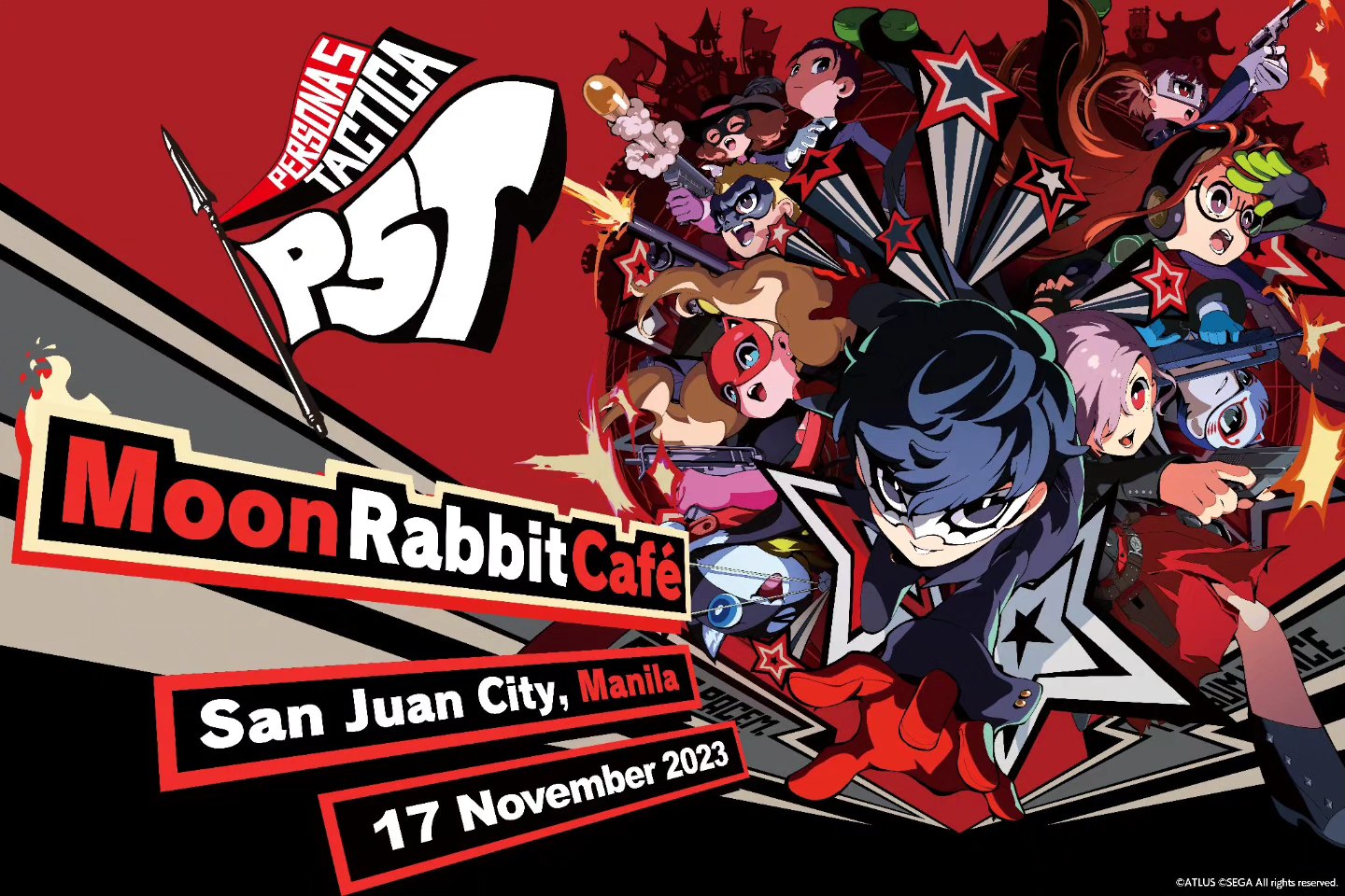 Persona 5 Tactica x Moon Rabbit Café & Restaurant themed café collaboration banner Persona 5 Tactica x Moon Rabbit Café & Restaurant themed café collaboration banner