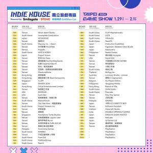 Taipei Game Show 2026 Indie House B2C Zone exhibitor list banner (part 2)