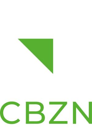 CBZN Perspective logo (white text, vertically)