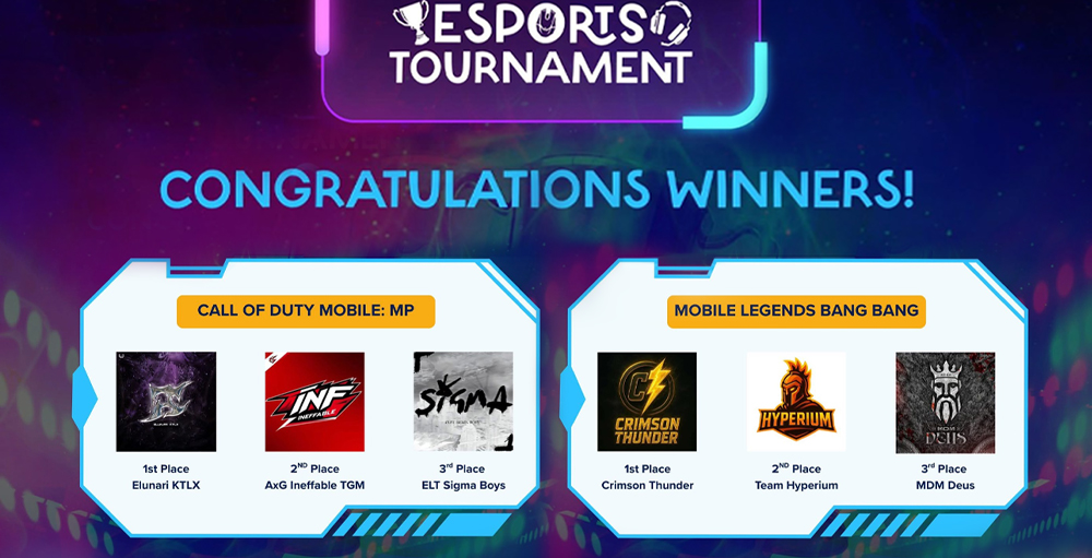 Duaw Davao Festival 2025 Esports Tournament winners banner