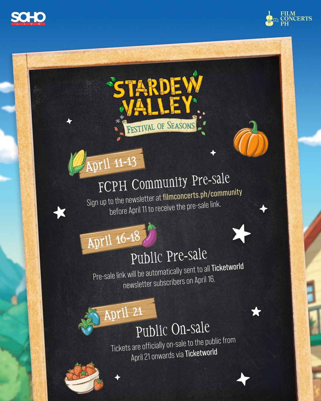 Stardew Valley: Festival of Seasons Manila ticket sale schedule banner Stardew Valley: Festival of Seasons Manila ticket sale schedule banner