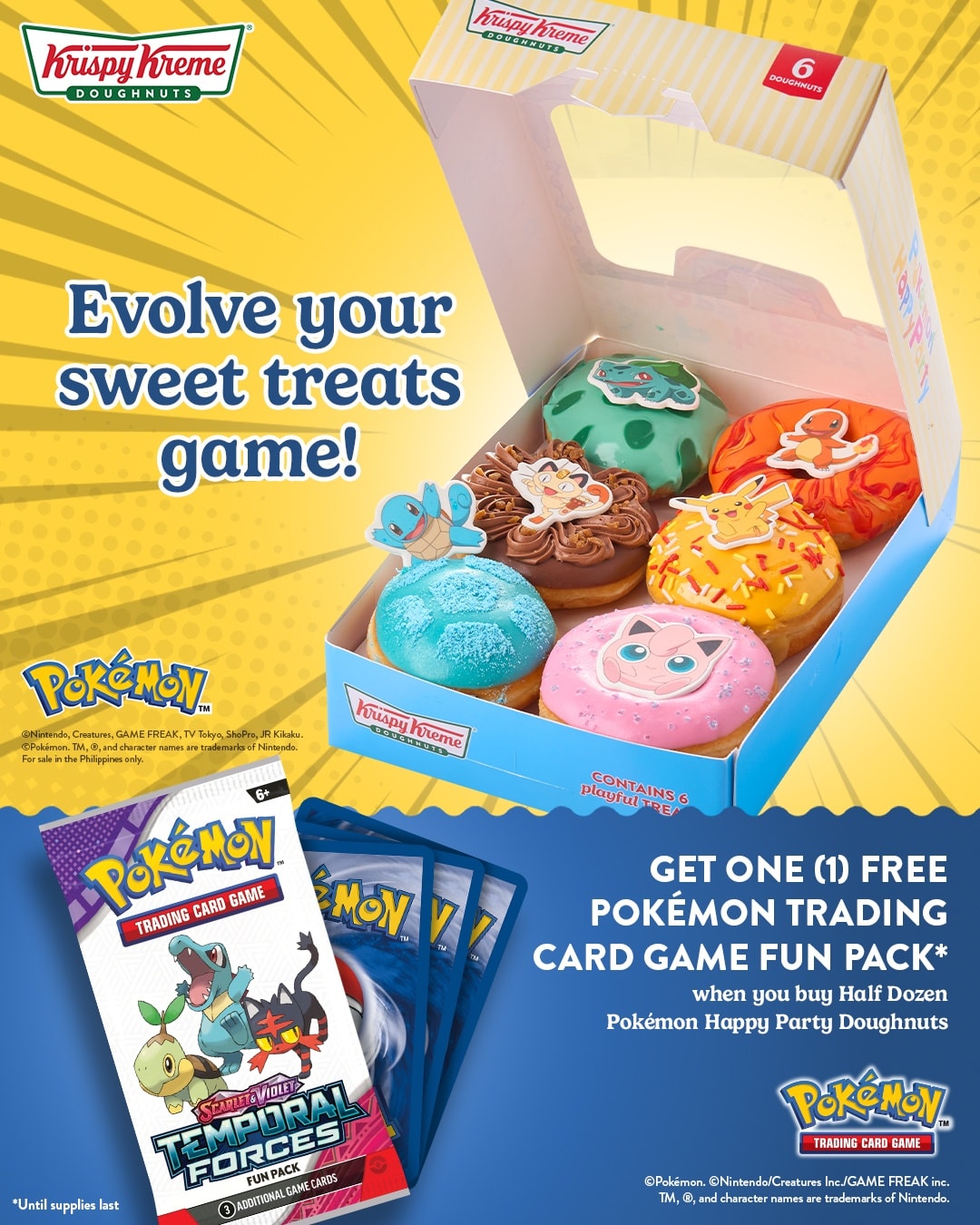 Krispy Kreme Philippines's Pokémon collaboration free TCG Fun Pack banner Krispy Kreme Philippines's Pokémon collaboration free TCG Fun Pack banner