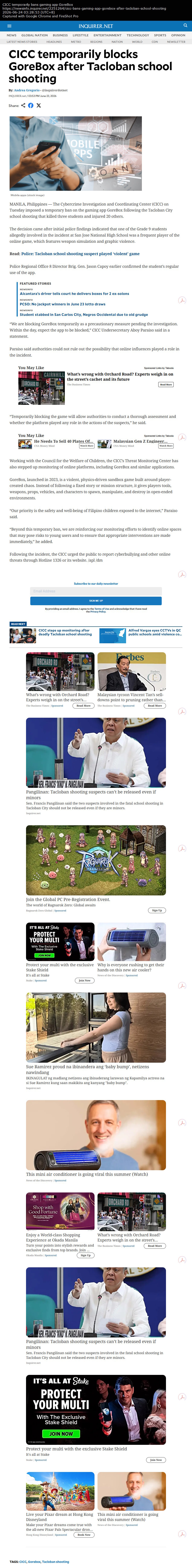 CICC temporarily blocks GoreBox after Tacloban school shooting