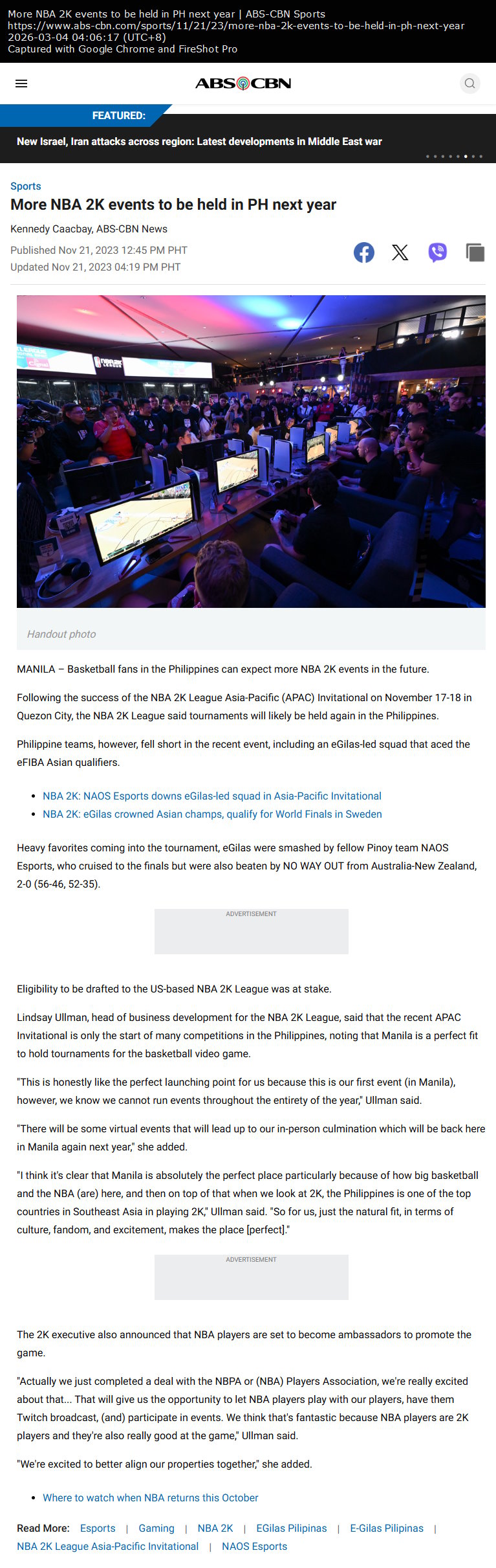 More NBA 2K events to be held in PH next year