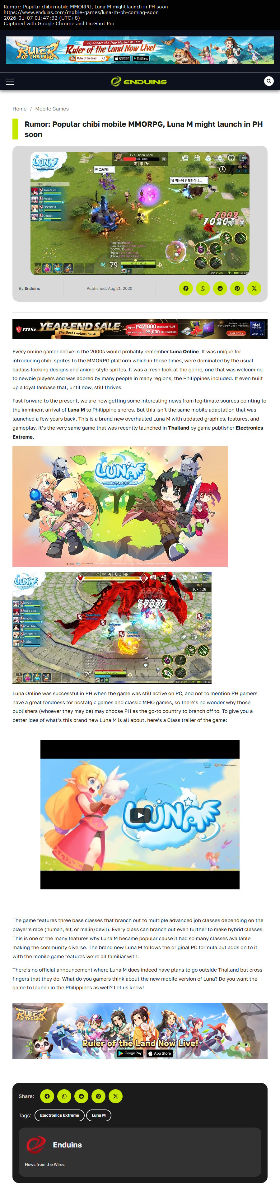 Rumor: Popular chibi mobile MMORPG, Luna M might launch in PH soon
