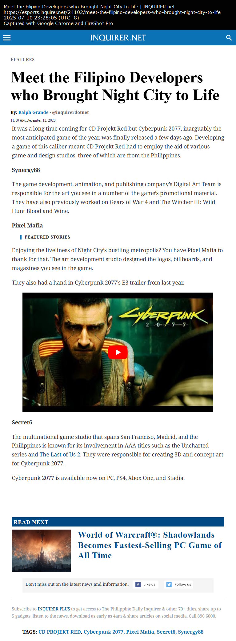 Meet the Filipino Developers who Brought Night City to Life Meet the Filipino Developers who Brought Night City to Life