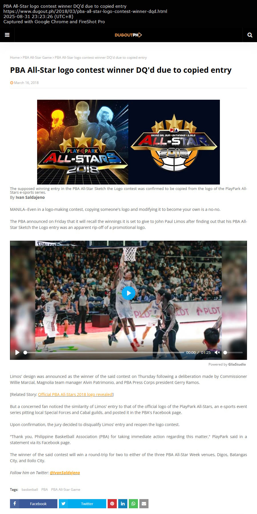 PBA All-Star logo contest winner DQ'd due to copied entry PBA All-Star logo contest winner DQ'd due to copied entry