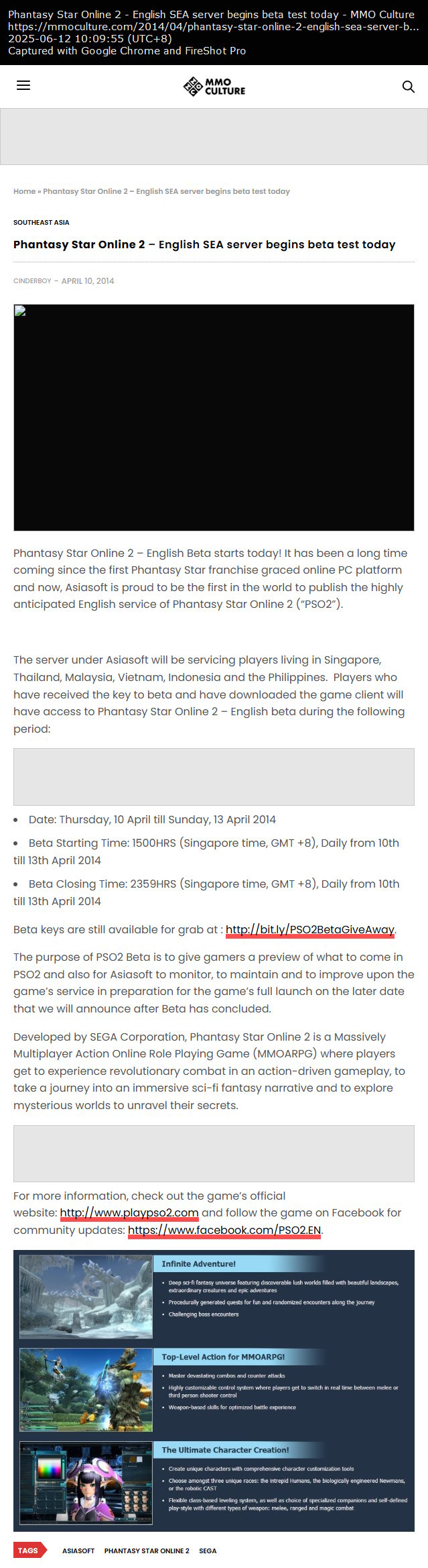Phantasy Star Online 2 – English SEA server begins beta test today