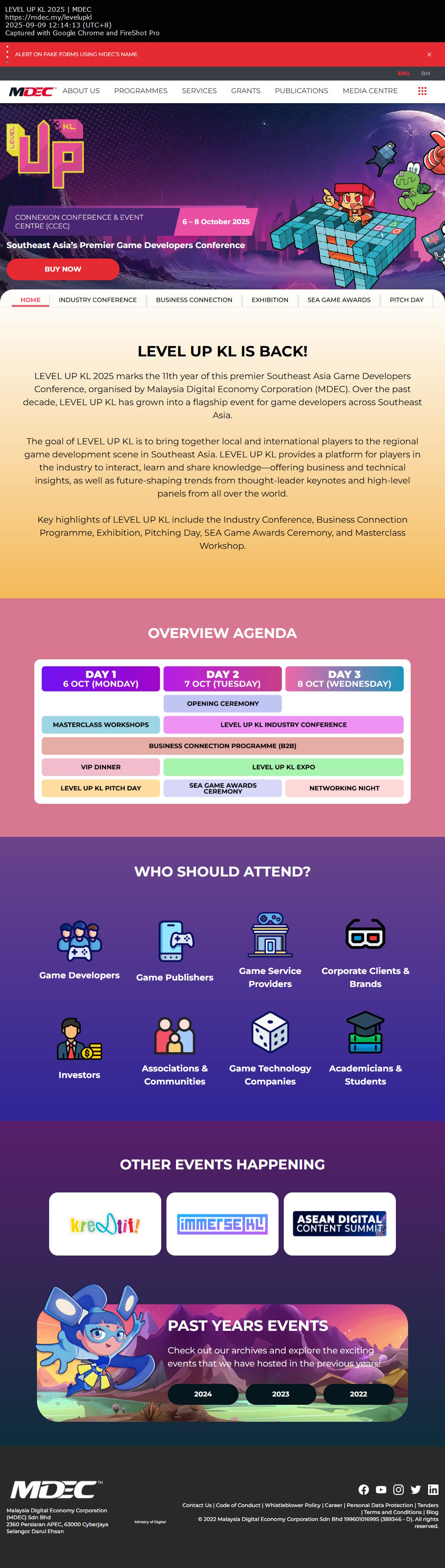 Level Up KL homepage during 2025 edition