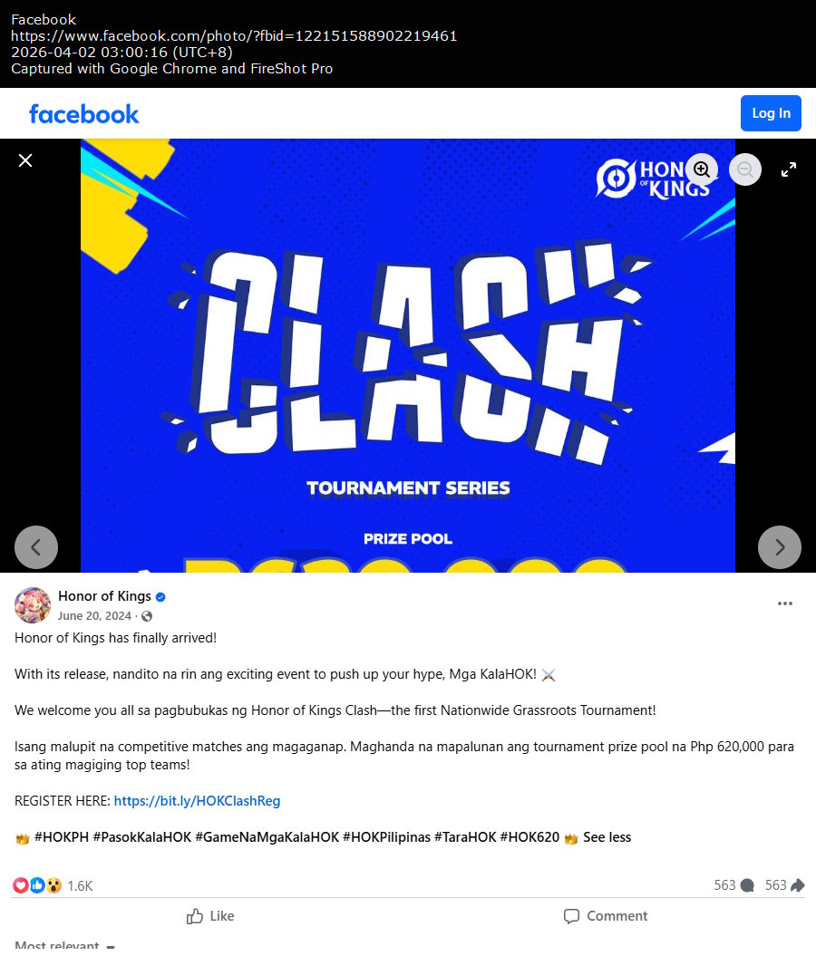 Honor of Kings Clash Philippines 2024 registration announcement