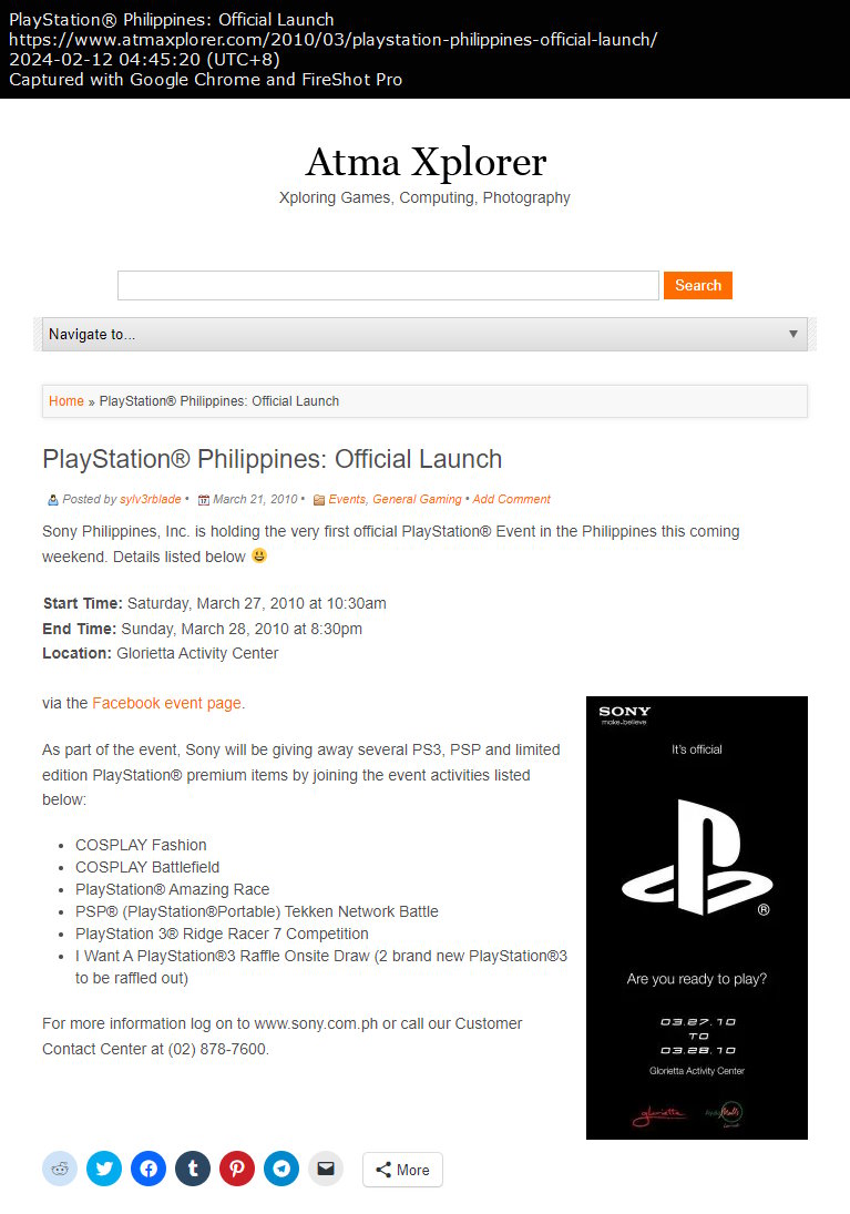 PlayStation® Philippines: Official Launch (copy-pasted from Facebook)