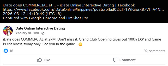 iDate Online Philippines commercial launch