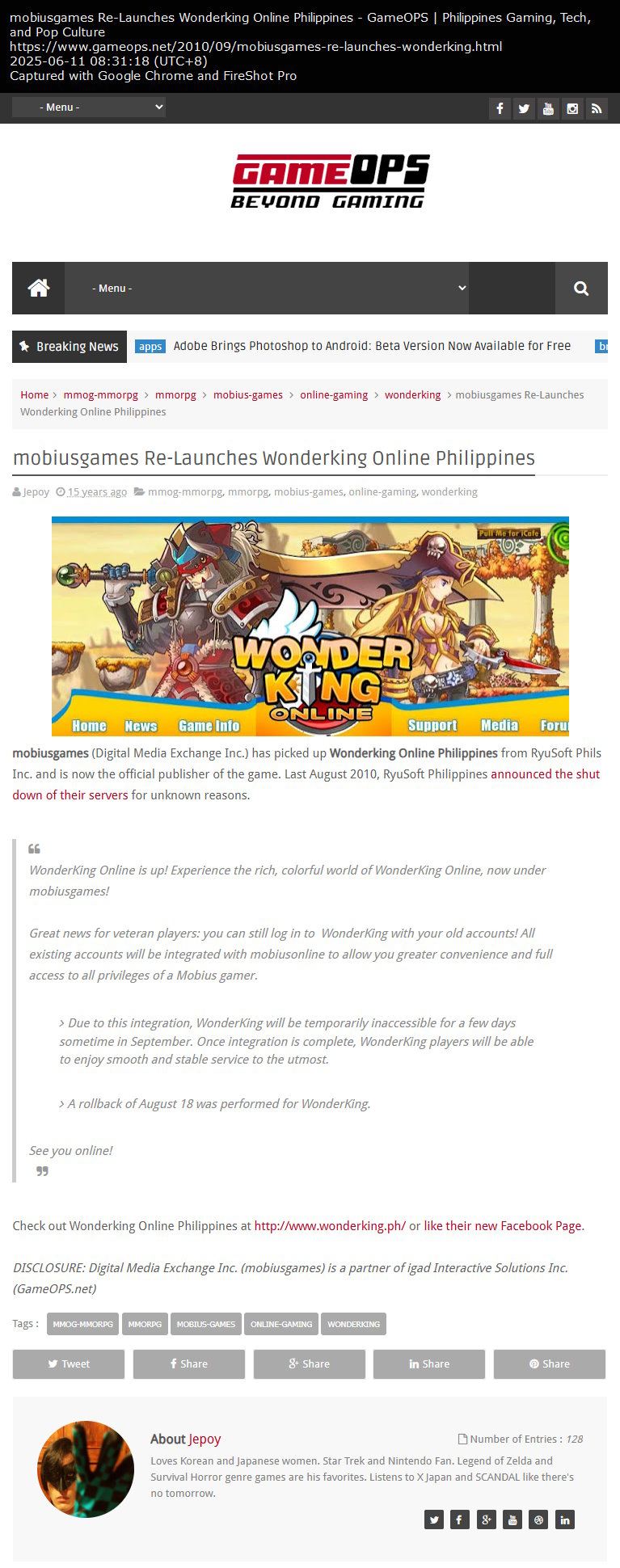 mobiusgames Re-Launches Wonderking Online Philippines