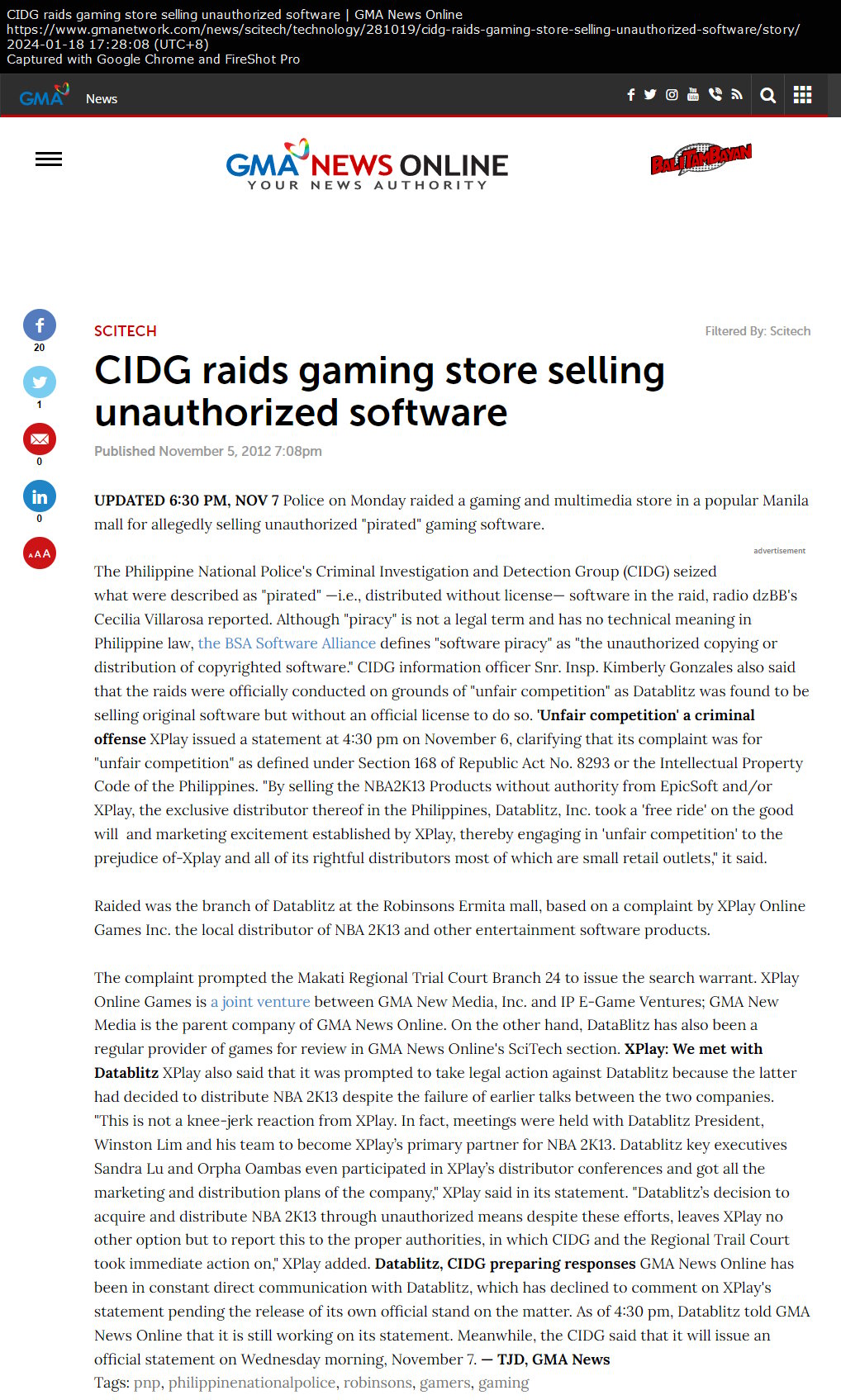 CIDG raids gaming store selling unauthorized software (updated)