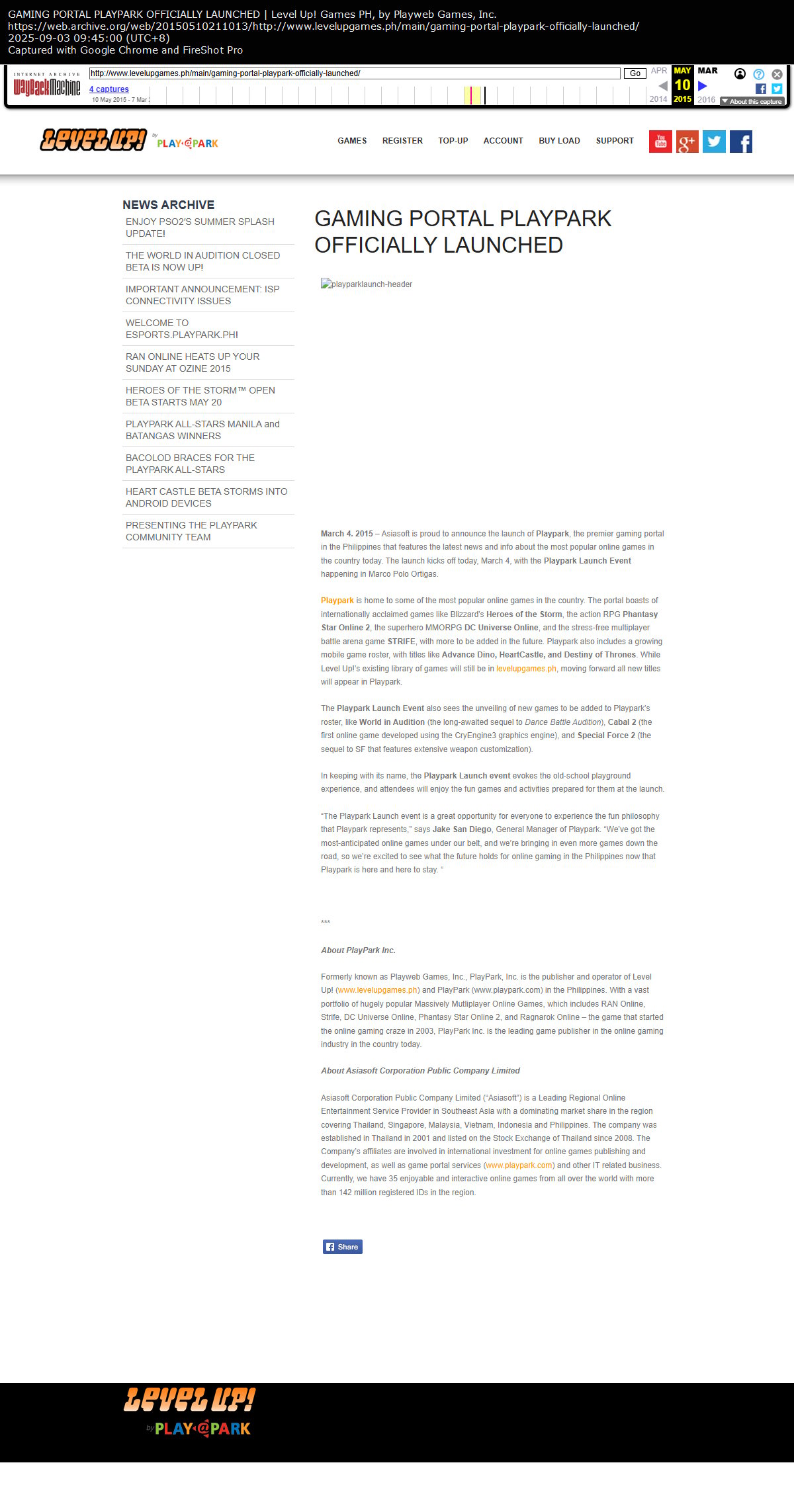 GAMING PORTAL PLAYPARK OFFICIALLY LAUNCHED