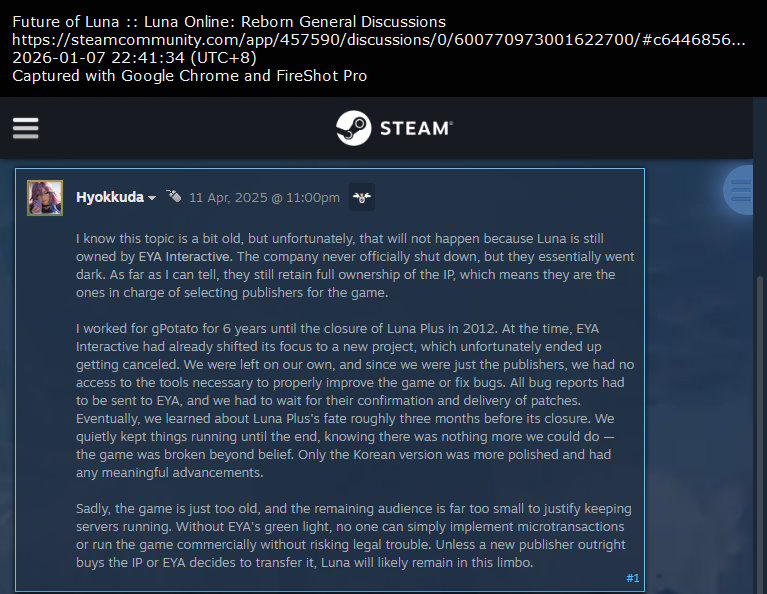 gPotato's reason for Luna Online's closure gPotato's reason for Luna Online's closure