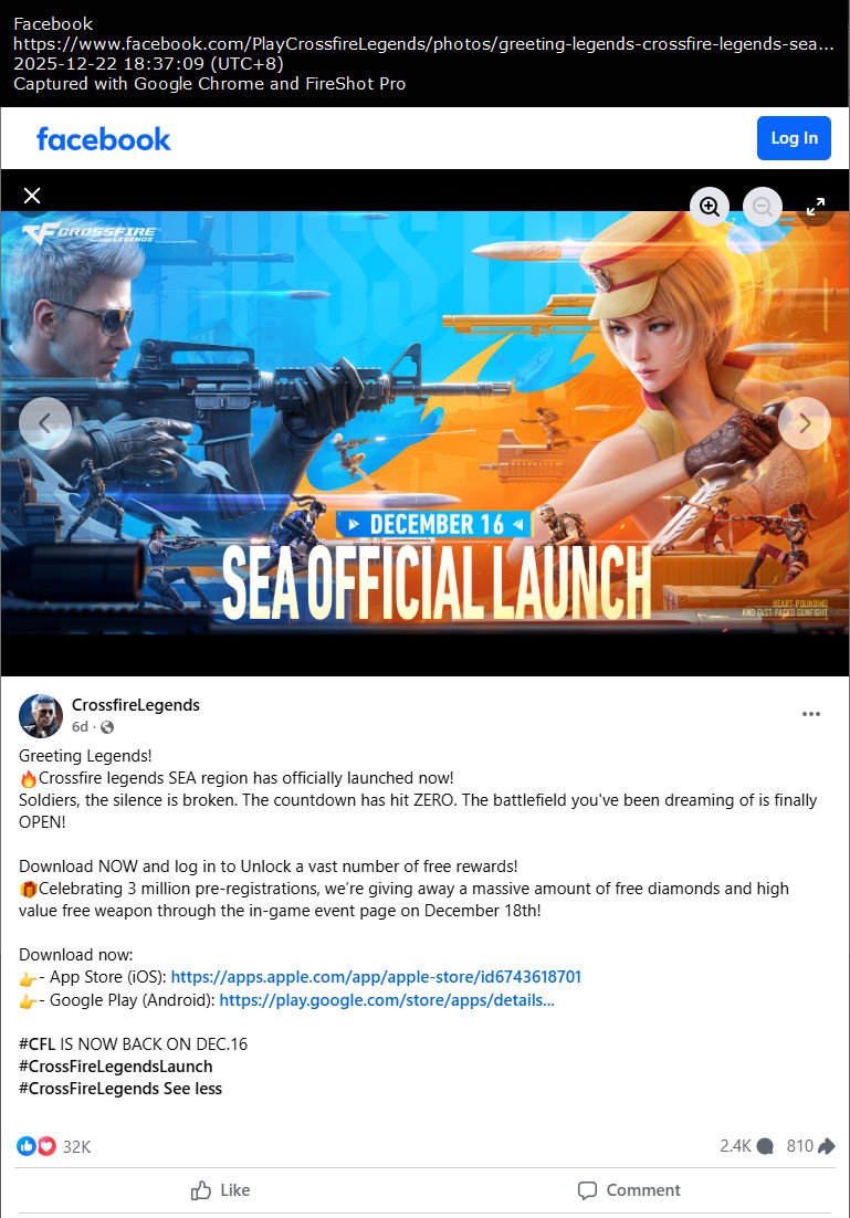 CrossFire: Legends launch