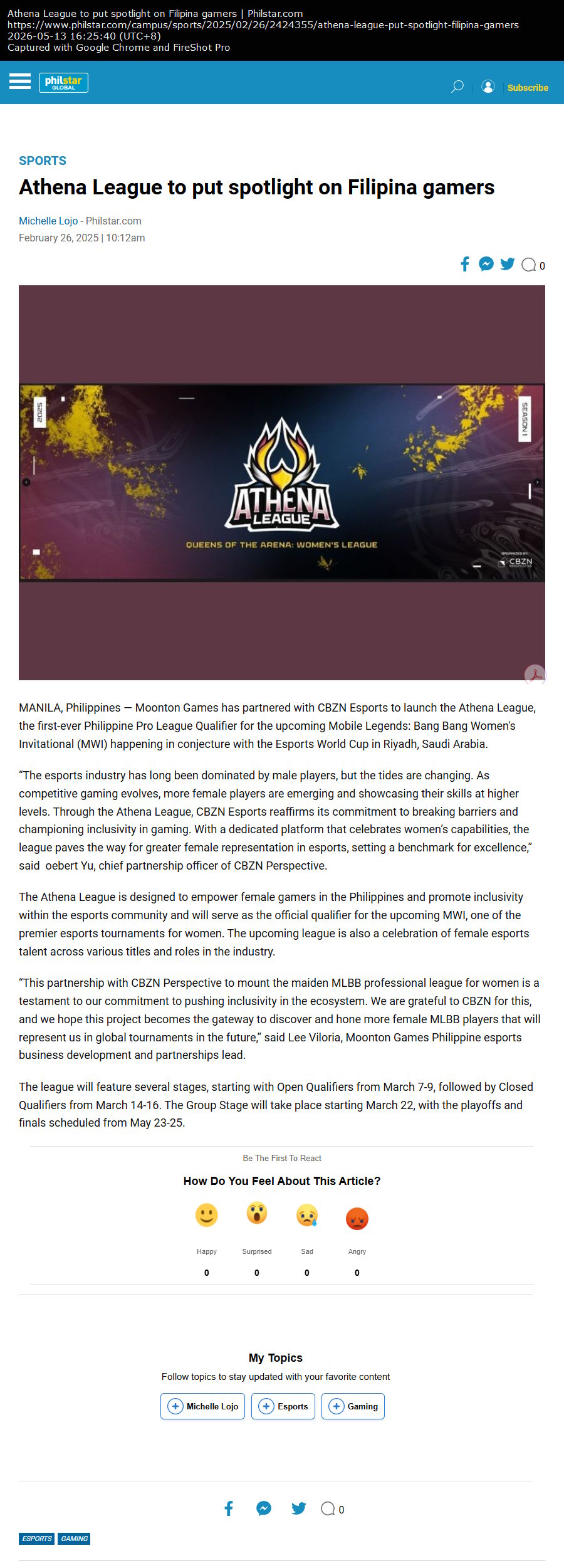 Athena League to put spotlight on Filipina gamers