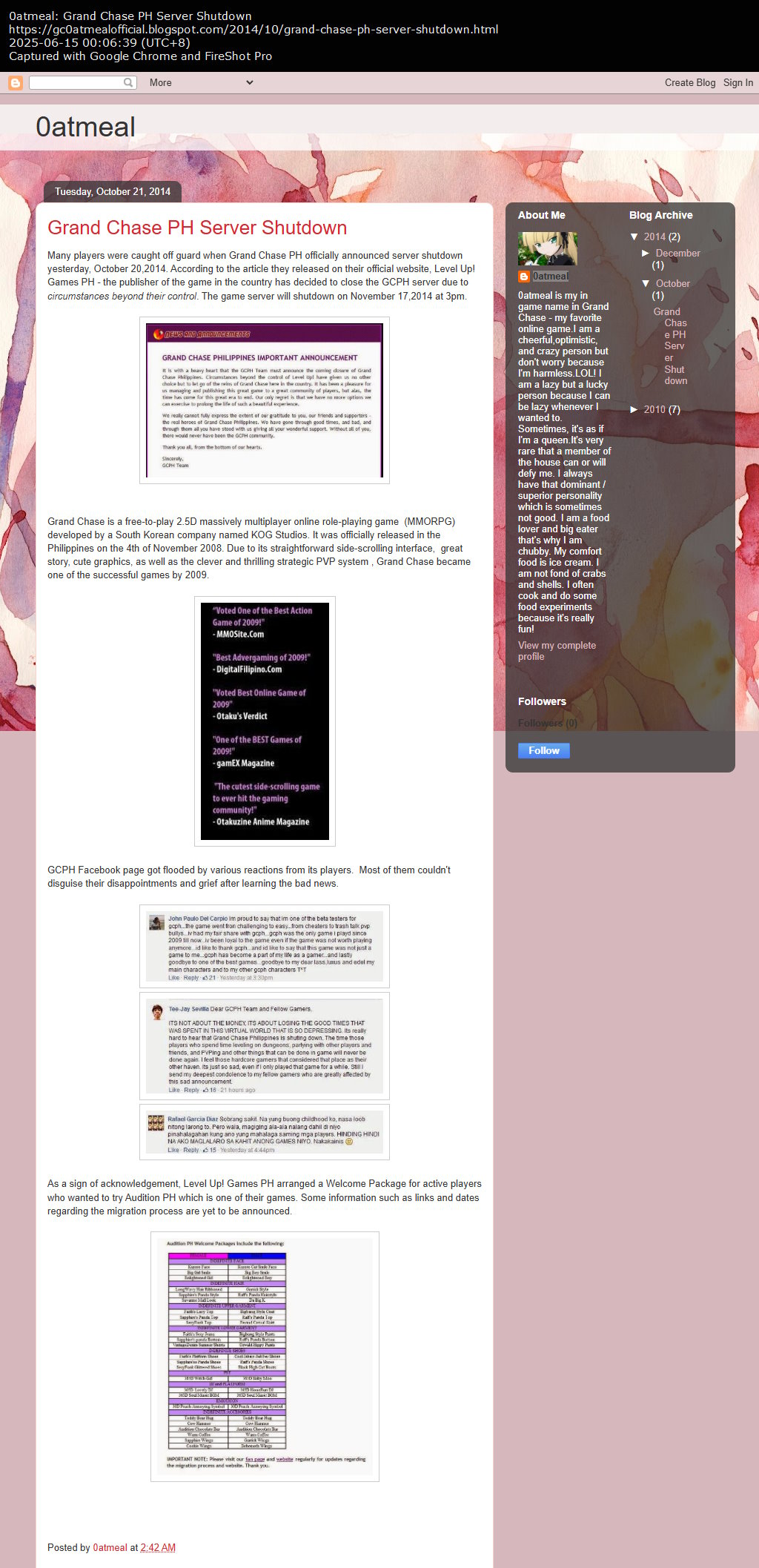 Grand Chase PH Server Shutdown