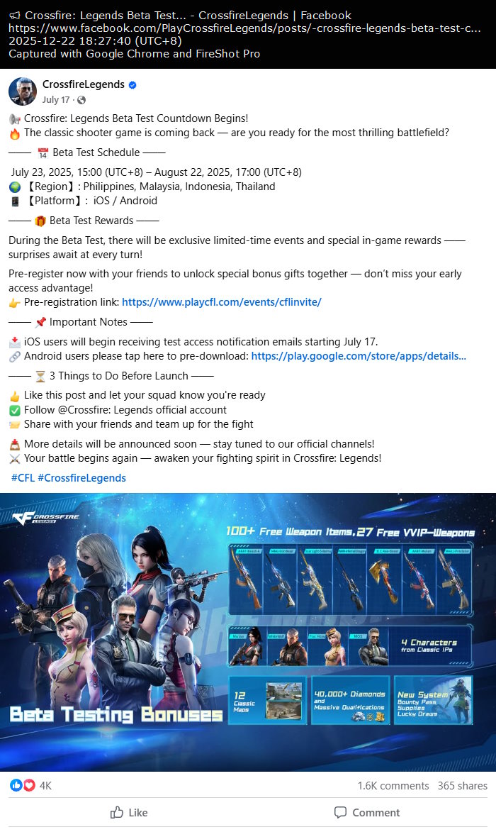 CrossFire: Legends beta test