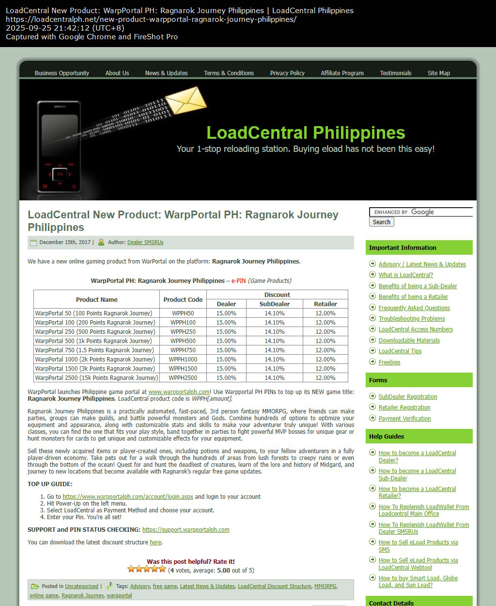 LoadCentral New Product: WarpPortal PH: Ragnarok Journey Philippines LoadCentral New Product: WarpPortal PH: Ragnarok Journey Philippines