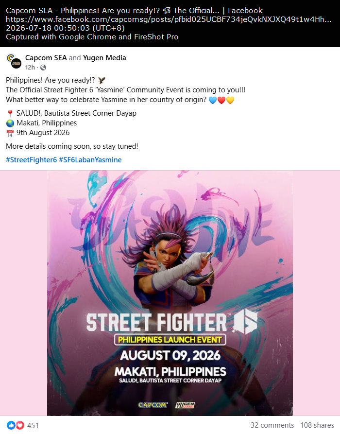 Yasmine Street Fighter 6 Philippine launch event