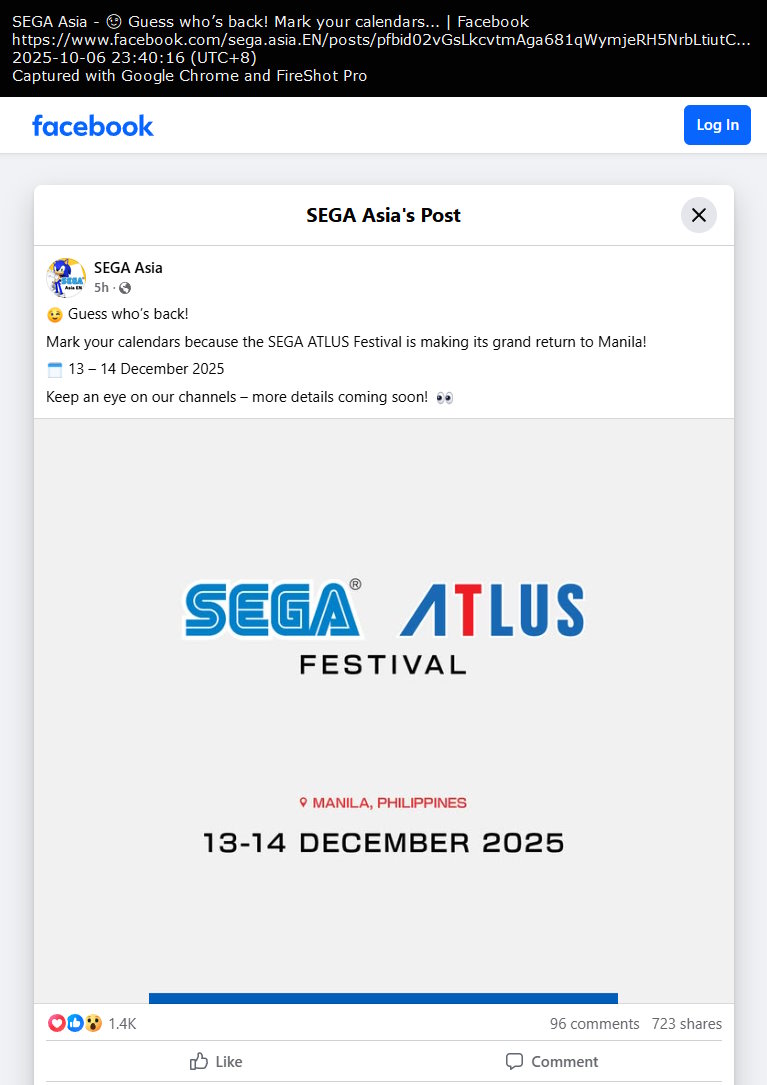 SEGA Atlus Festival 2025 announcement