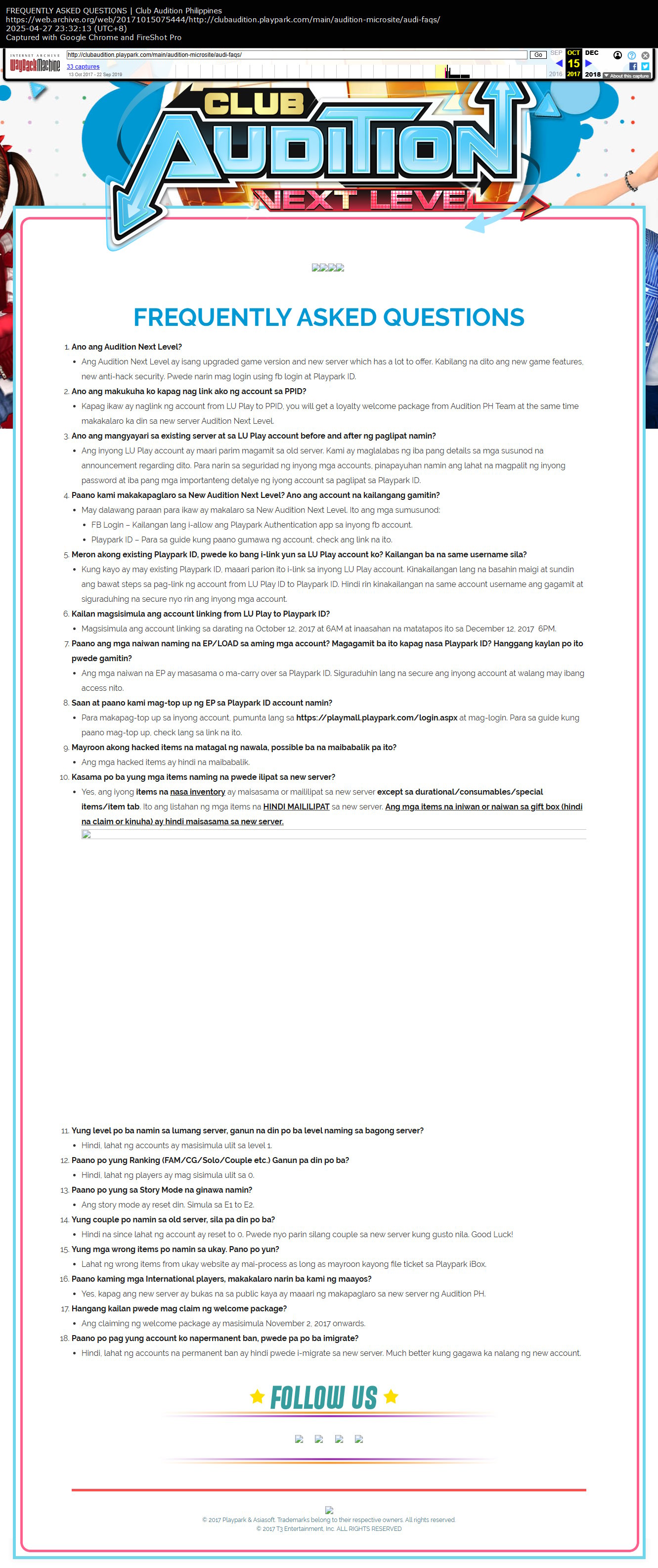 Audition Next Level Frequently Asked Questions Audition Next Level Frequently Asked Questions