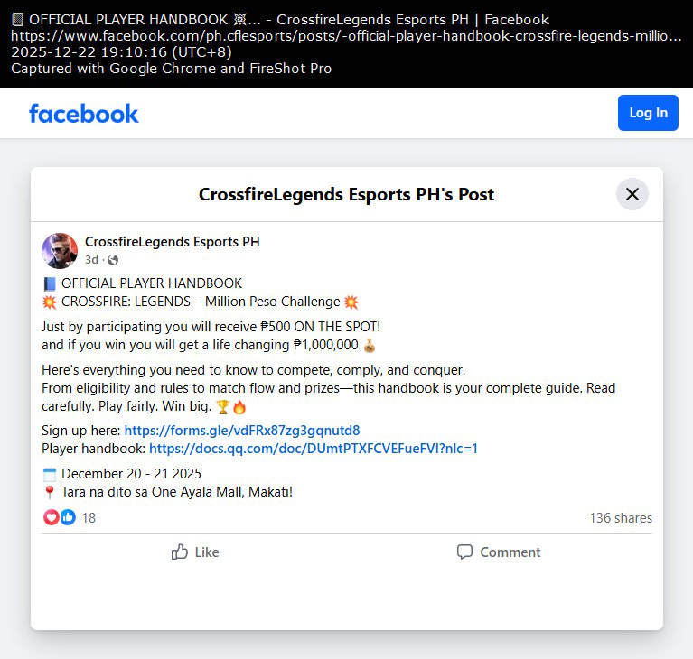 CrossFire: Legends Grand Launch Million Peso Challenge CrossFire: Legends Grand Launch Million Peso Challenge