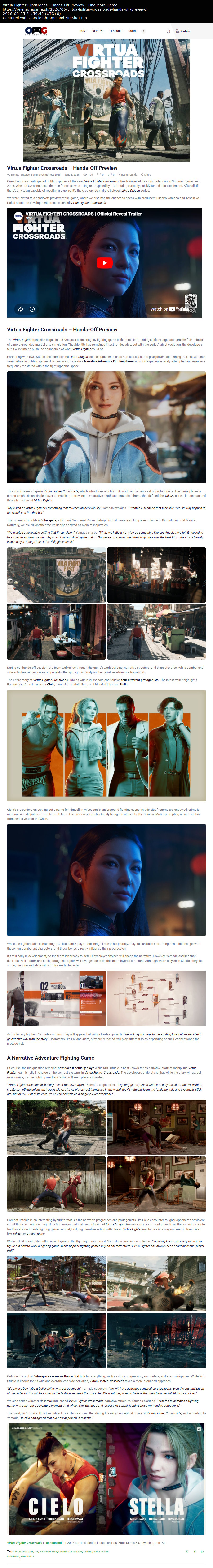 Virtua Fighter Crossroads – Hands-Off Preview