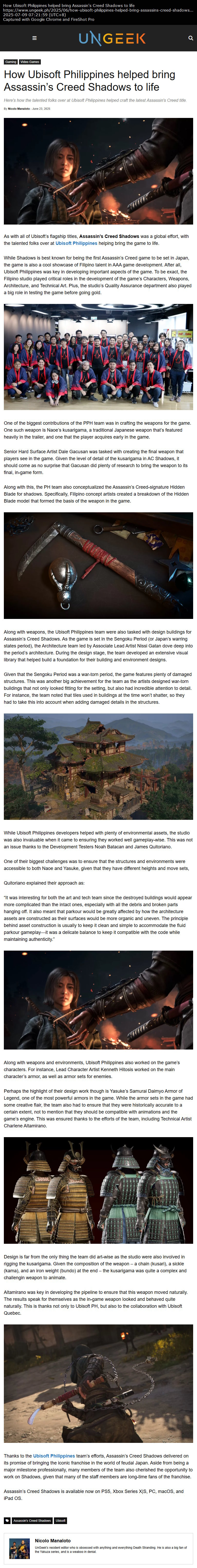 How Ubisoft Philippines helped bring Assassin’s Creed Shadows to life