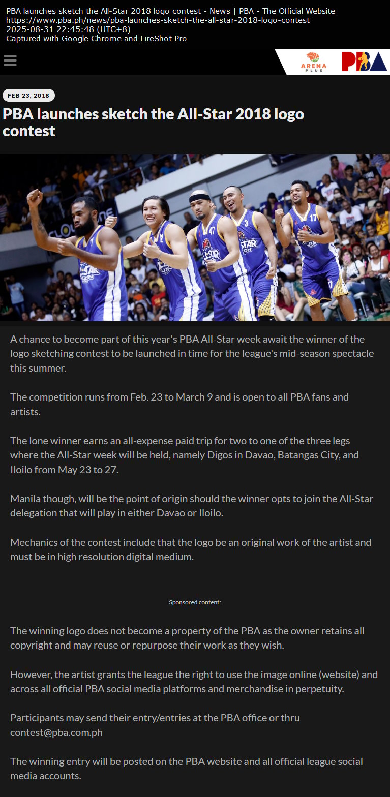 PBA launches sketch the All-Star 2018 logo contest