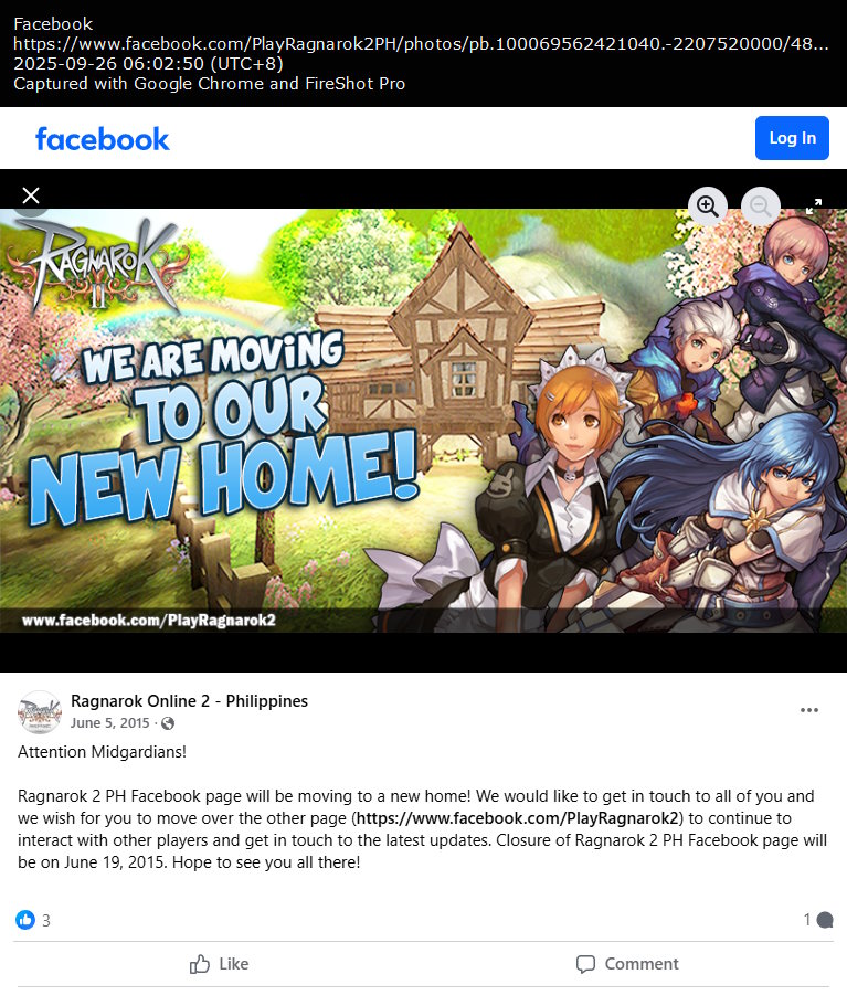 Ragnarok 2 PH Facebook page closure Ragnarok 2 PH Facebook page closure