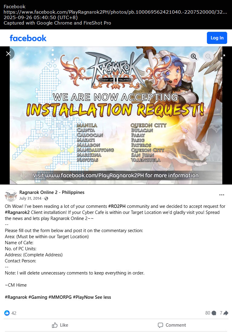 Cybercafé installation requests for Luzon, Philippines Cybercafé installation requests for Luzon, Philippines