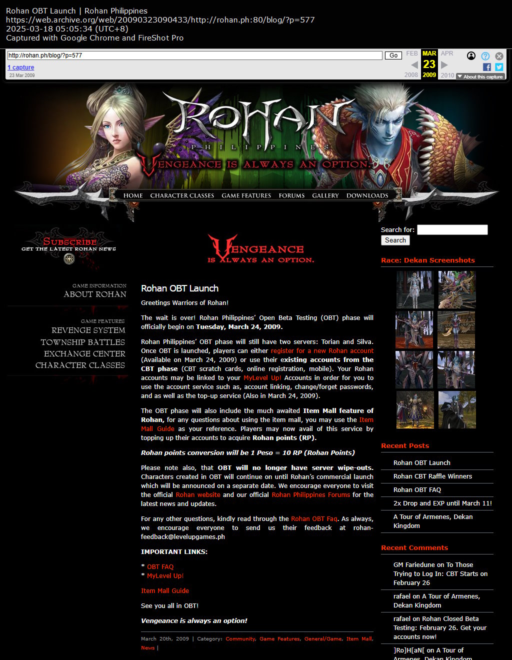 Rohan OBT Launch